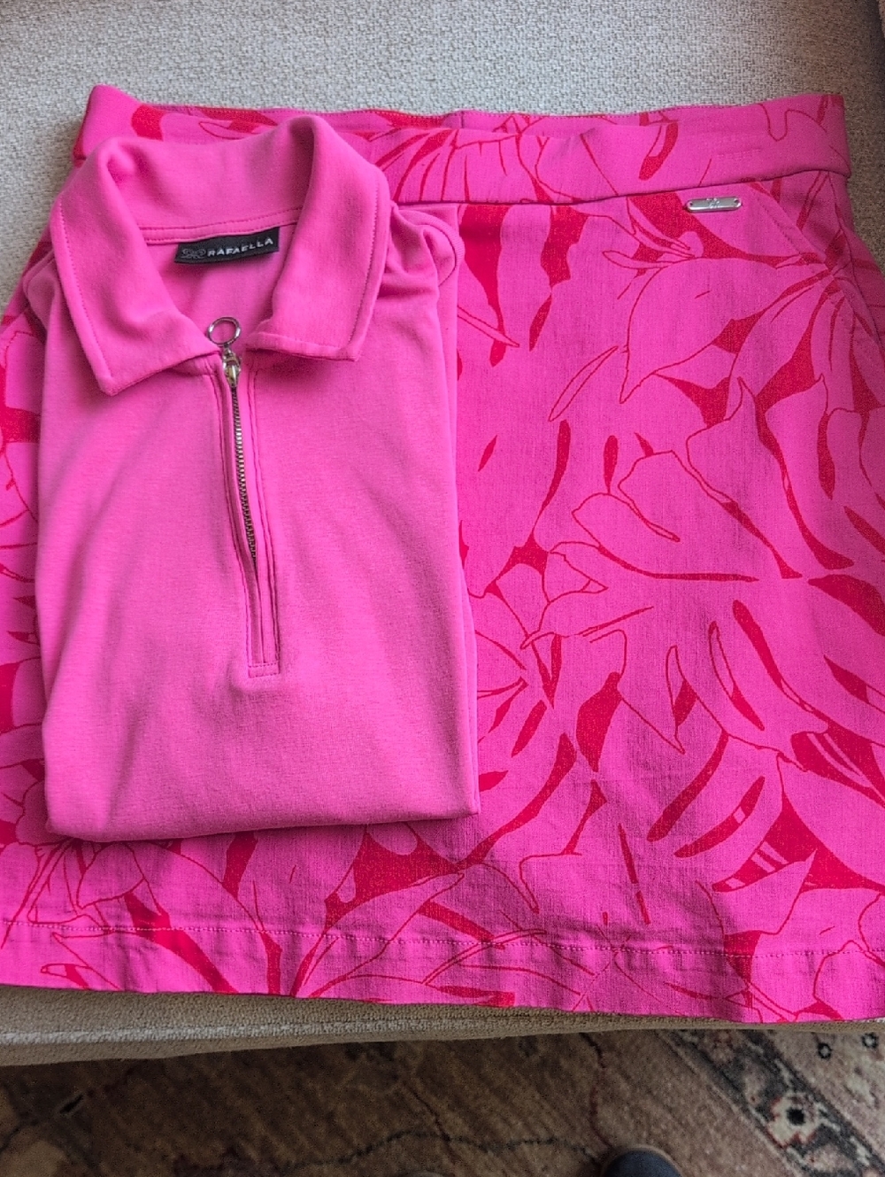 Rafaella Polo Top and Tropical Print Skort Set